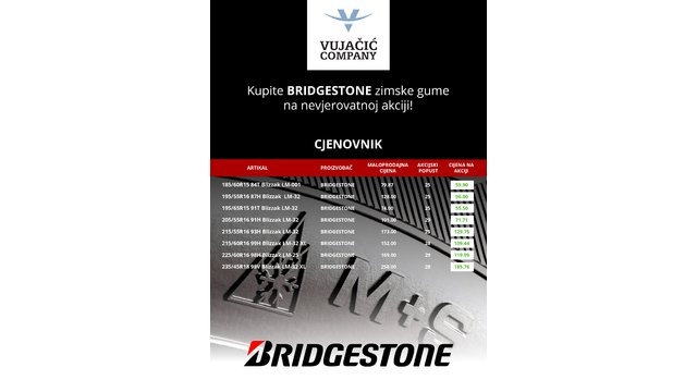 Kupite Bridgestone zimske gume na nevjerovatnoj akciji!