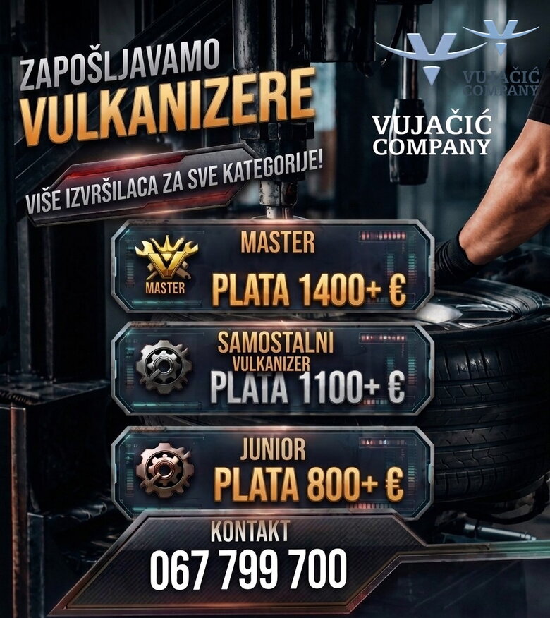ZAPOŠLJAVAMO VULKANIZERE, VIŠE IZVRŠILACA!
