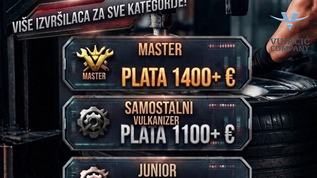 ZAPOŠLJAVAMO VULKANIZERE, VIŠE IZVRŠILACA!